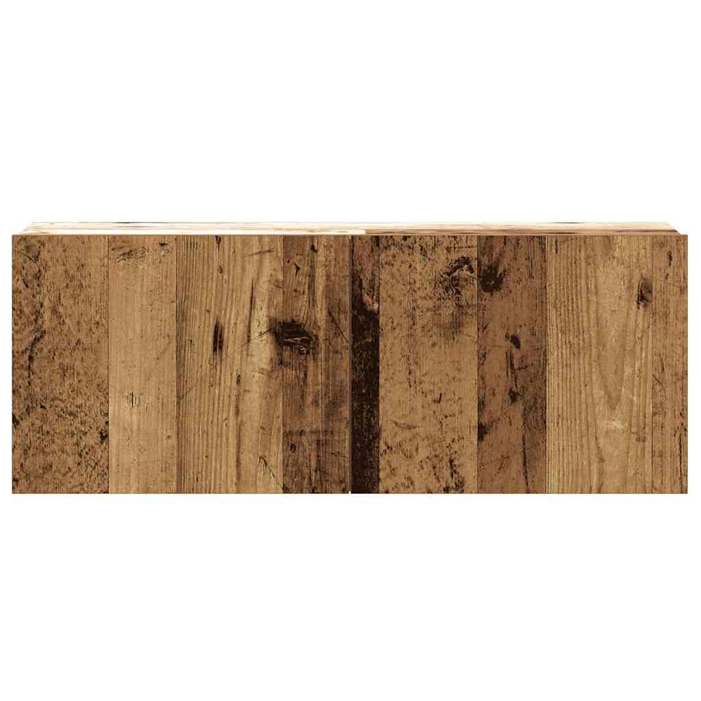 Ensemble de meubles TV 2 pièces, fixation murale, aspect bois récupéré, matériau à base de bois