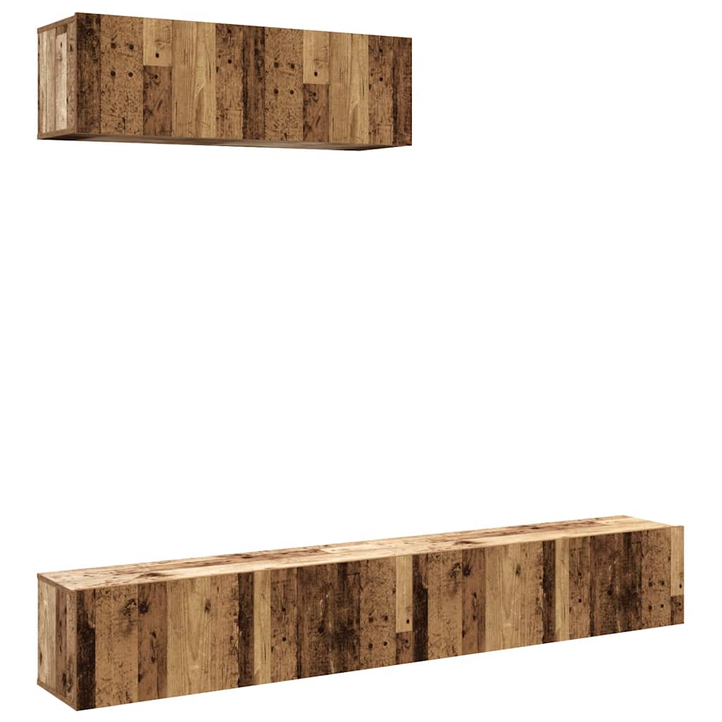 TV wall cabinets 3 pcs. Old wood look 100x30x30 cm wood material