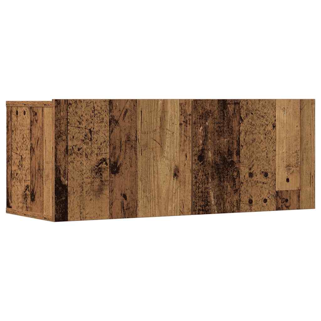 Ensemble de meubles TV 7 pièces, fixation murale, aspect bois récupéré, matériau à base de bois