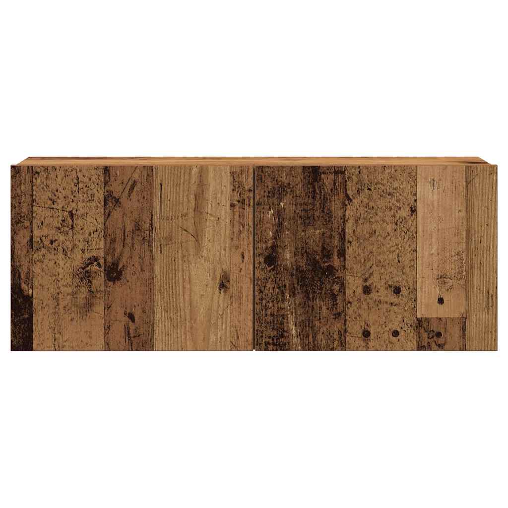 Ensemble de meubles TV 7 pièces, fixation murale, aspect bois récupéré, matériau à base de bois