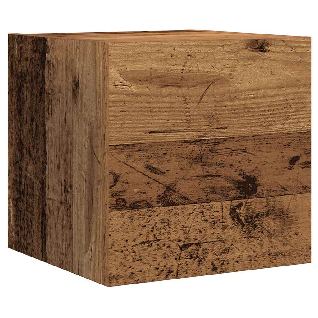 Ensemble de meubles TV 7 pièces, fixation murale, aspect bois récupéré, matériau à base de bois