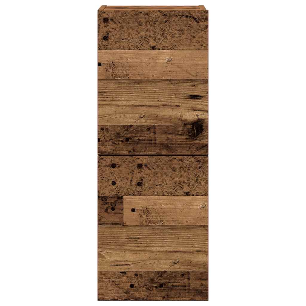 Ensemble de meubles TV 4 pièces, fixation murale, aspect bois récupéré, matériau à base de bois