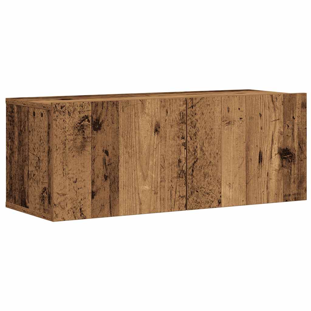 7-piece TV cabinet set, wall-mounted, reclaimed wood look, wood-based material