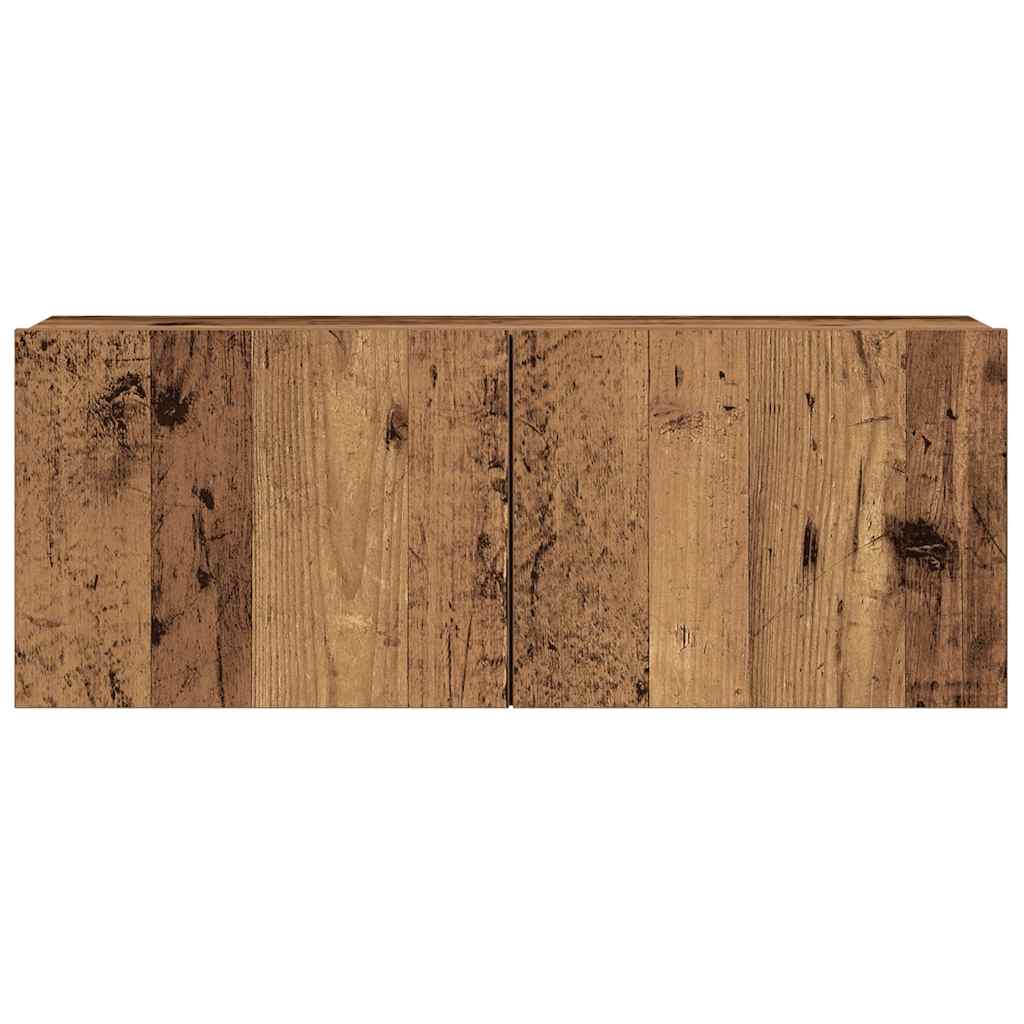7-piece TV cabinet set, wall-mounted, reclaimed wood look, wood-based material