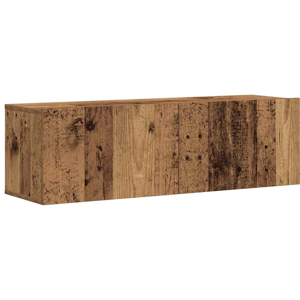 7-piece TV cabinet set, wall-mounted, reclaimed wood look, wood-based material