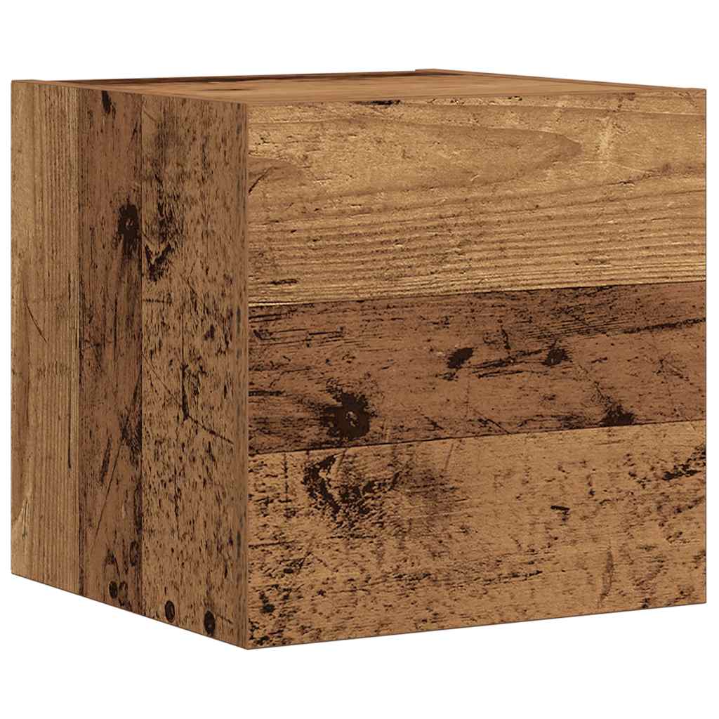 7-piece TV cabinet set, wall-mounted, reclaimed wood look, wood-based material