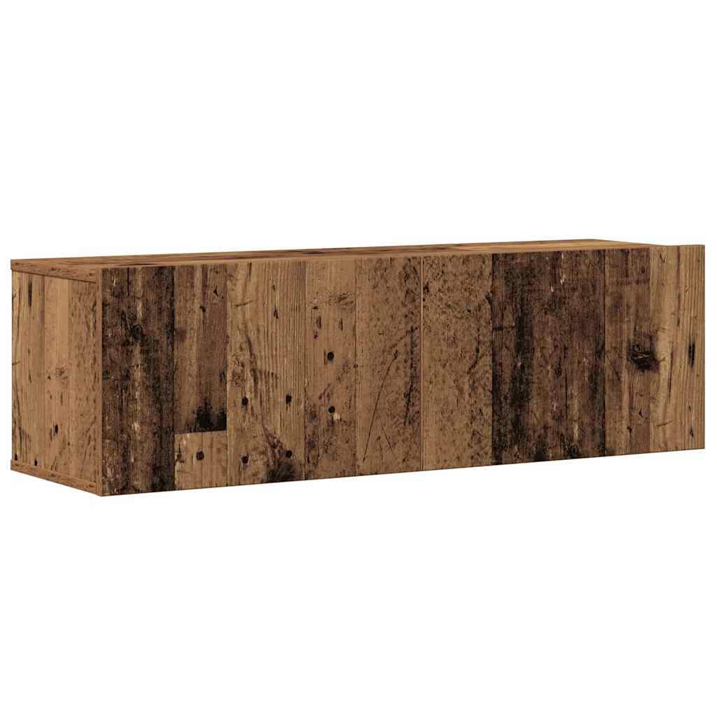 Ensemble de meubles TV 4 pièces, fixation murale, aspect bois récupéré, matériau à base de bois