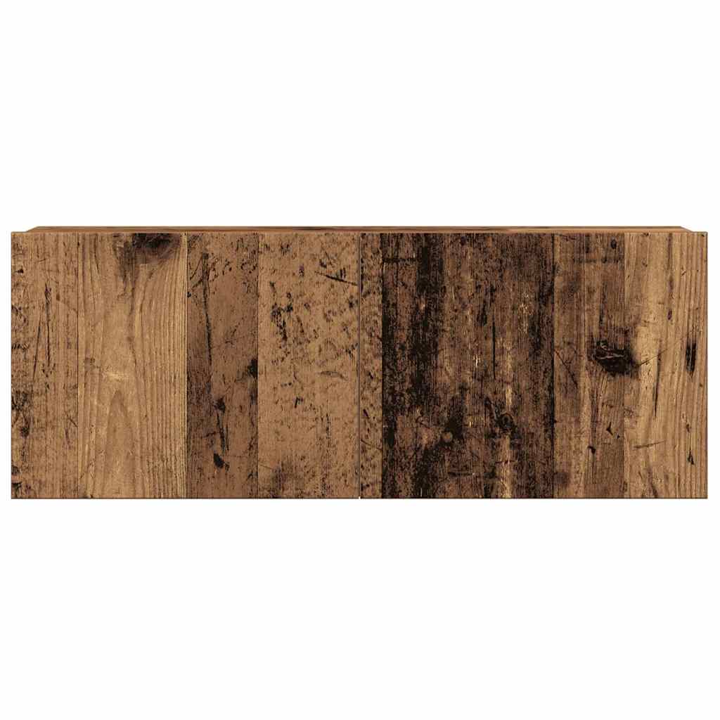 Ensemble de meubles TV 4 pièces, fixation murale, aspect bois récupéré, matériau à base de bois