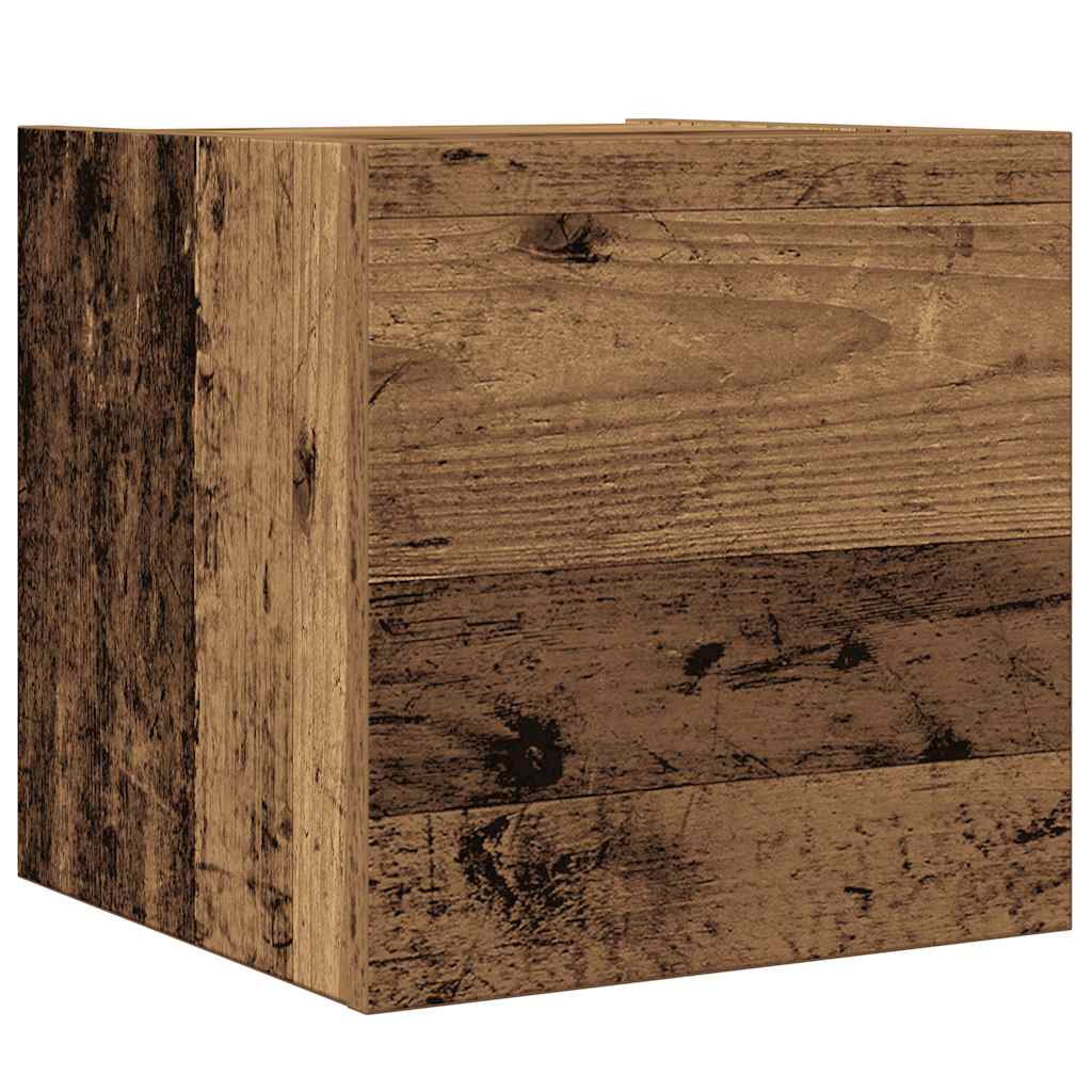 Ensemble de meubles TV 4 pièces, fixation murale, aspect bois récupéré, matériau à base de bois