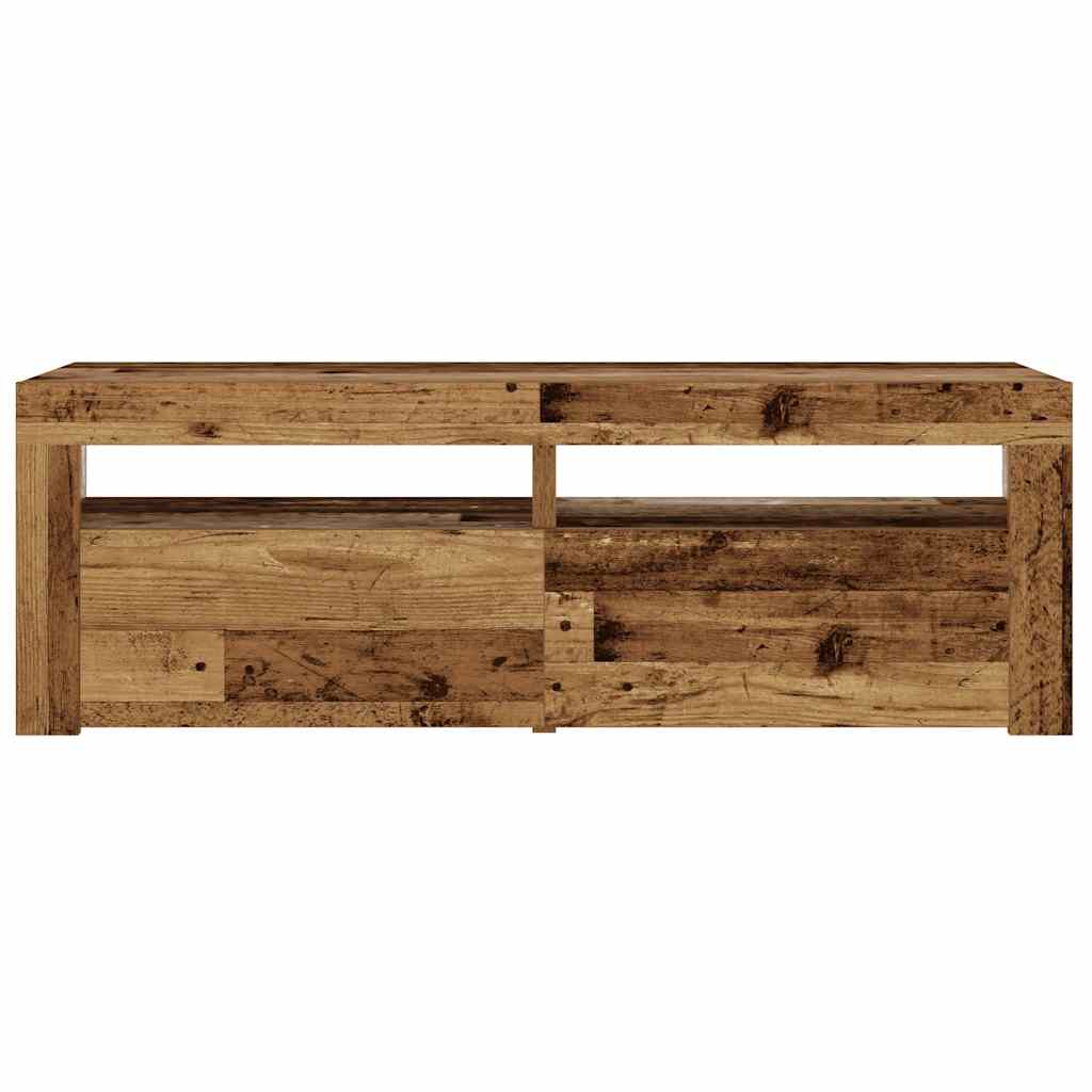 Tables de chevet 2 pièces avec LED aspect bois de récupération 60x35x40 cm
