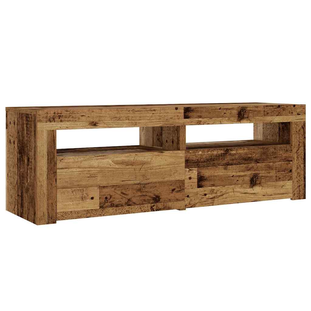 Tables de chevet 2 pièces avec LED aspect bois de récupération 60x35x40 cm