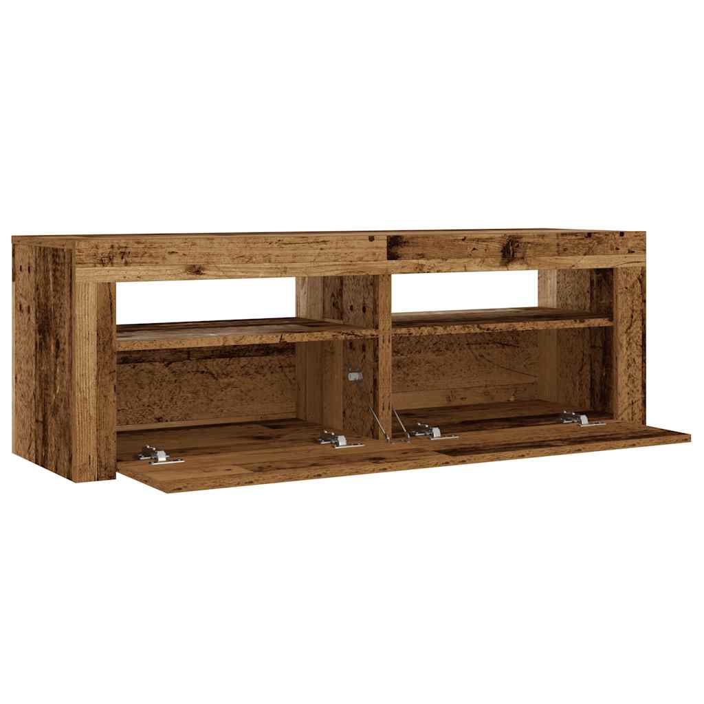 Tables de chevet 2 pièces avec LED aspect bois de récupération 60x35x40 cm