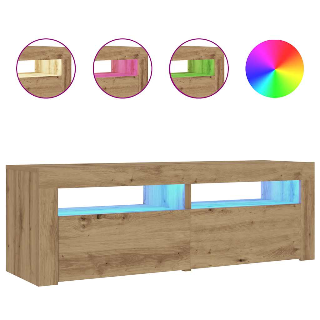 Tables de chevet 2 pièces avec LED Chêne artisanal 60x35x40 cm