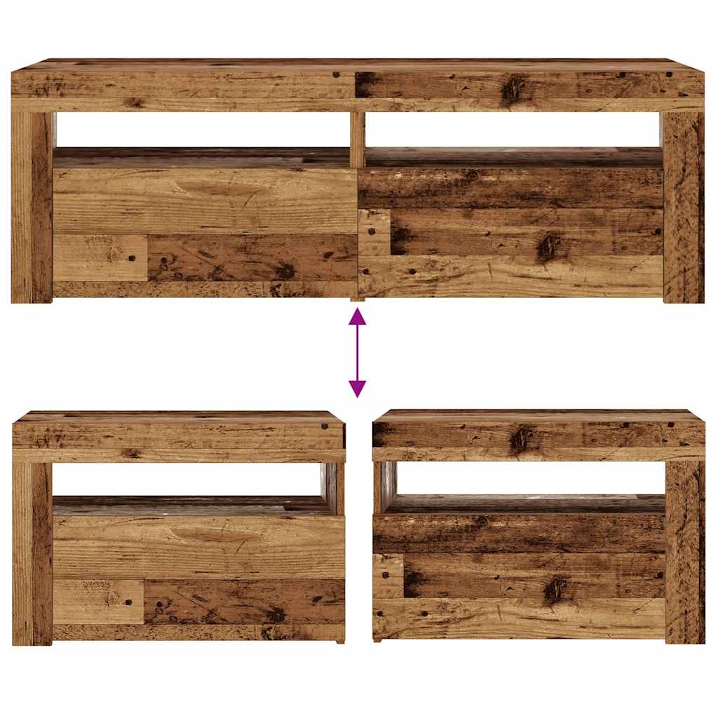 Tables de chevet 2 pièces avec LED Chêne artisanal 60x35x40 cm