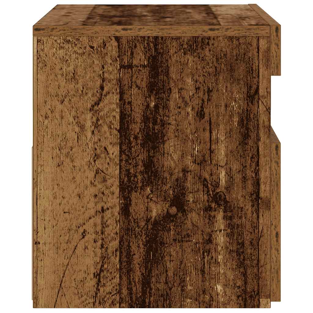 Bedside table with LED lights, reclaimed wood look, 60x35x40 cm