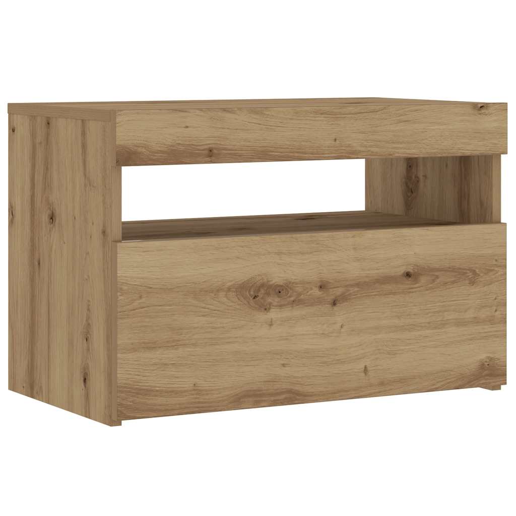 Bedside table with LED lights, Artisan oak, 60x35x40 cm