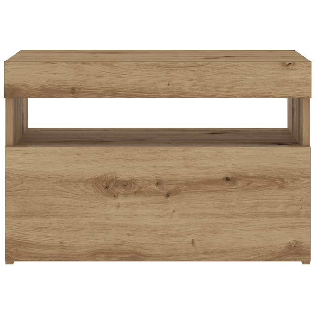 Bedside table with LED lights, Artisan oak, 60x35x40 cm