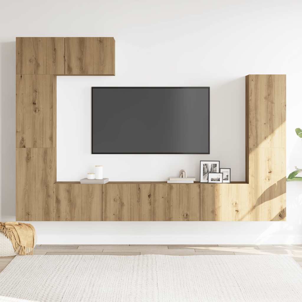 5-tlg. TV-Schrank-Set Wandmontage Artisan-Eiche Holzwerkstoff