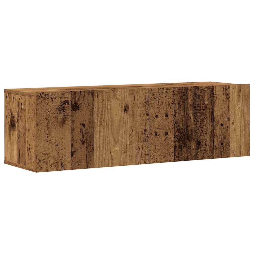 Ensemble de meubles TV 3 pièces, fixation murale, aspect bois récupéré, matériau à base de bois