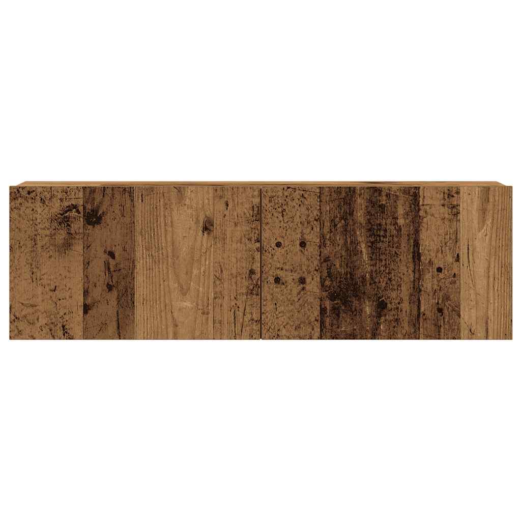 Ensemble de meubles TV 3 pièces, fixation murale, aspect bois récupéré, matériau à base de bois