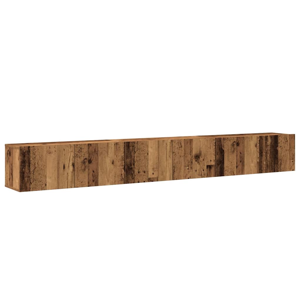 Ensemble de meubles TV 3 pièces, fixation murale, aspect bois récupéré, matériau à base de bois
