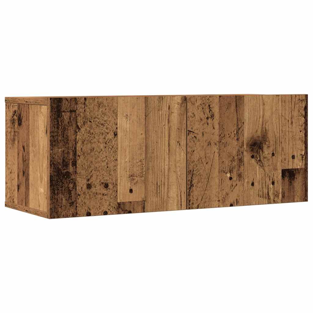 Ensemble de meubles TV 3 pièces, fixation murale, aspect bois récupéré, matériau à base de bois