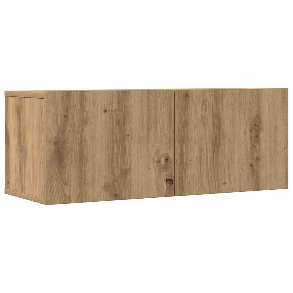 Ensemble de meubles TV 3 pièces, fixation murale, en bois de chêne artisanal