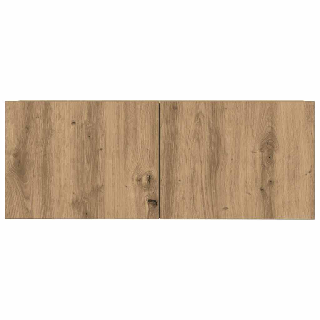 Ensemble de meubles TV 3 pièces, fixation murale, en bois de chêne artisanal