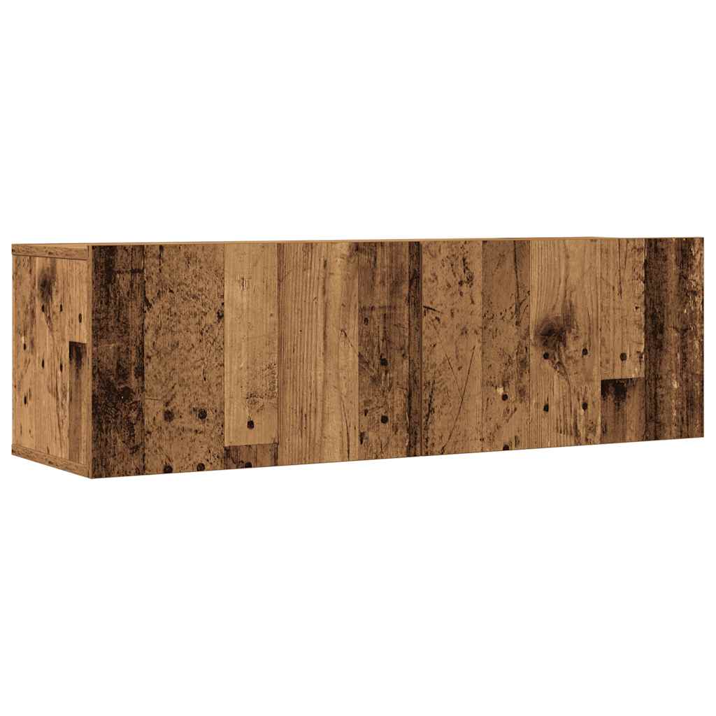 Ensemble de meubles TV 3 pièces, fixation murale, aspect bois récupéré, matériau à base de bois