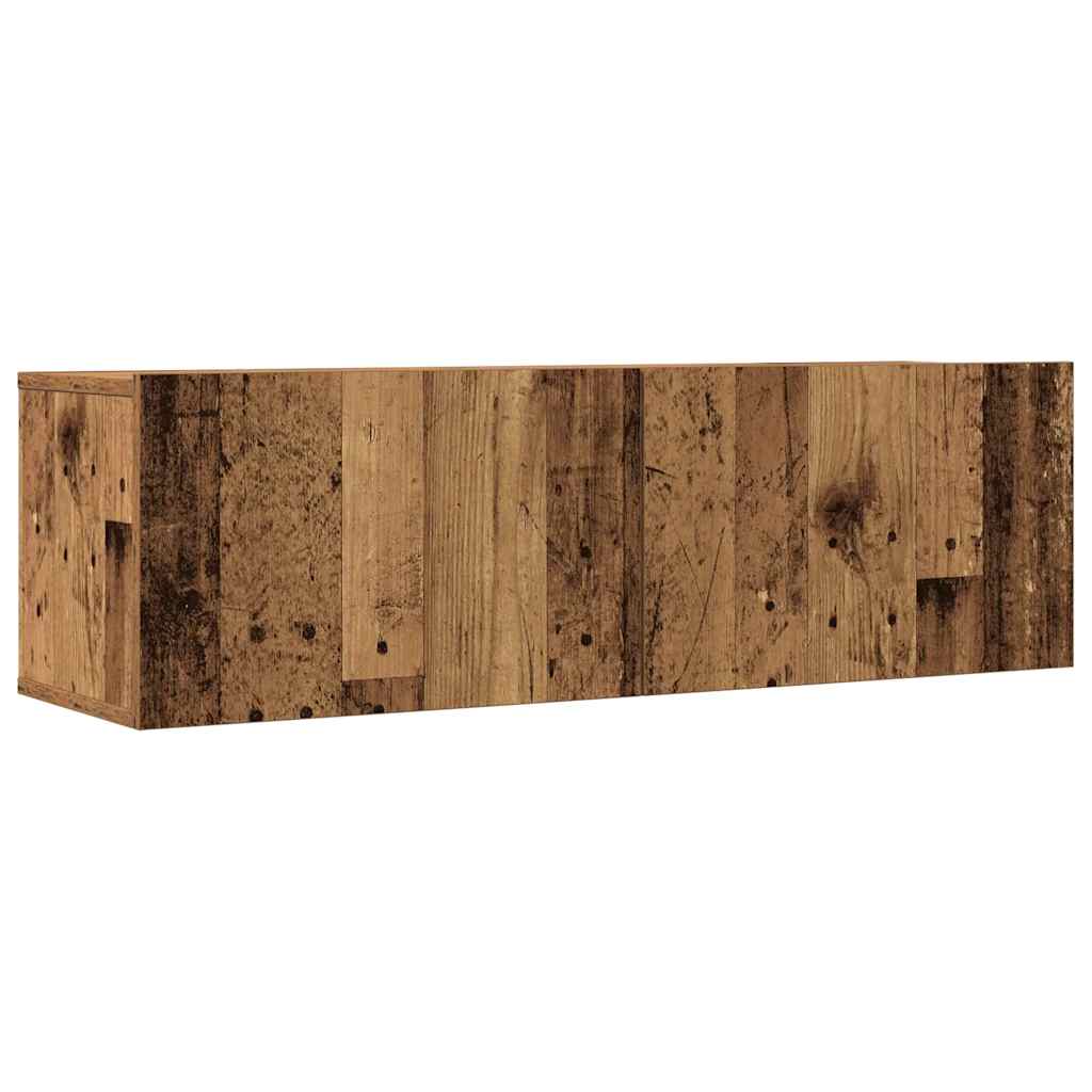 7-piece TV cabinet set, wall-mounted, reclaimed wood look, wood-based material
