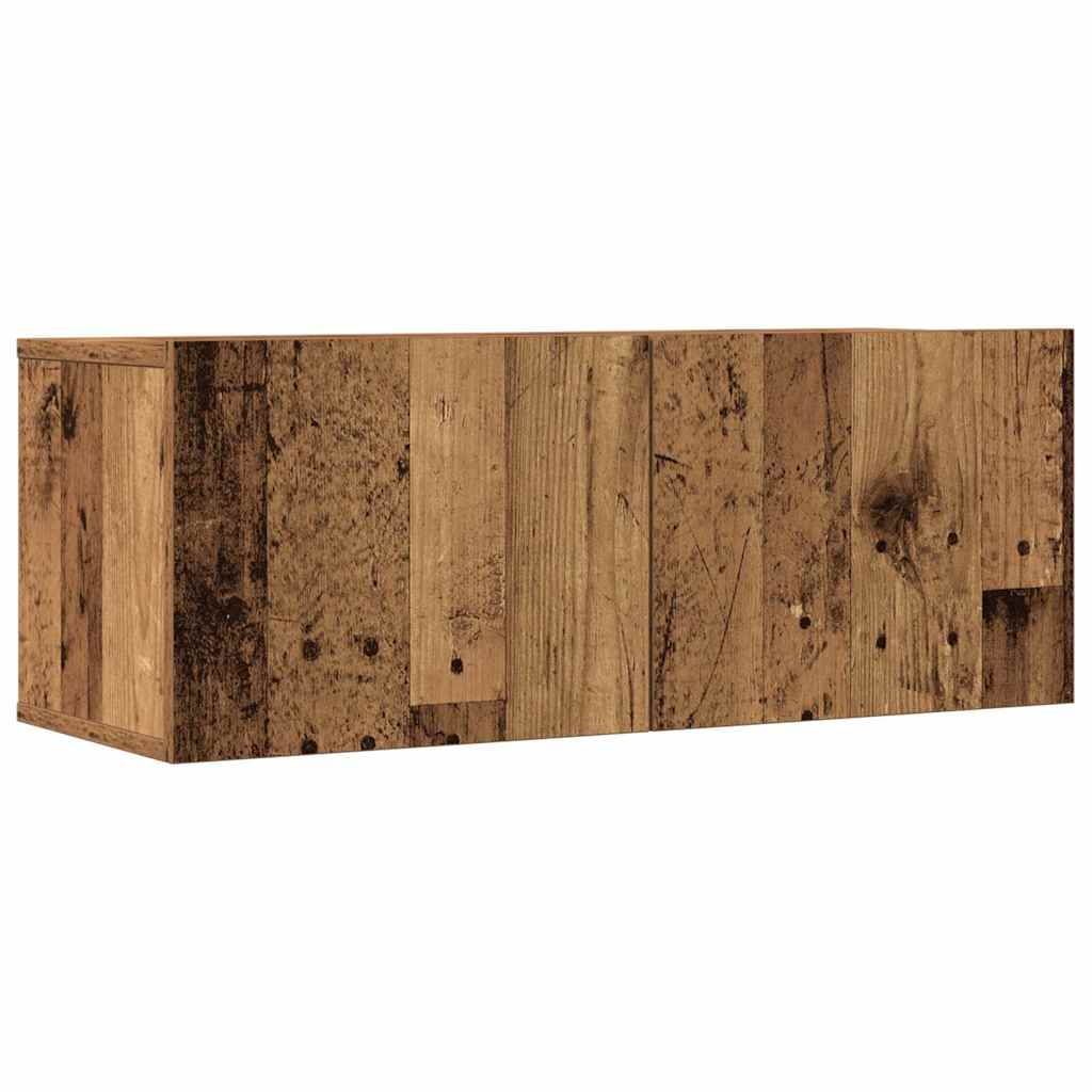 Ensemble de meubles TV 4 pièces, fixation murale, aspect bois récupéré, matériau à base de bois