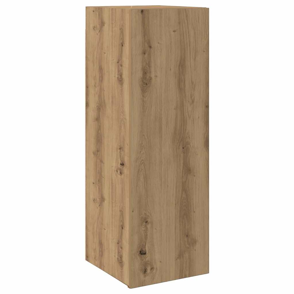 Ensemble de meubles TV 4 pièces, fixation murale, en bois de chêne artisanal
