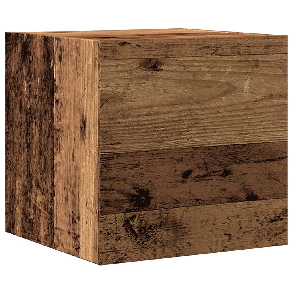 Ensemble de meubles TV 4 pièces, fixation murale, aspect bois récupéré, matériau à base de bois