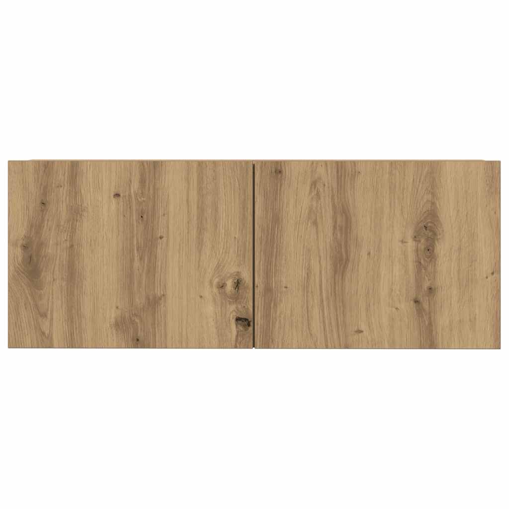 Ensemble de meubles TV 4 pièces, fixation murale, en bois de chêne artisanal