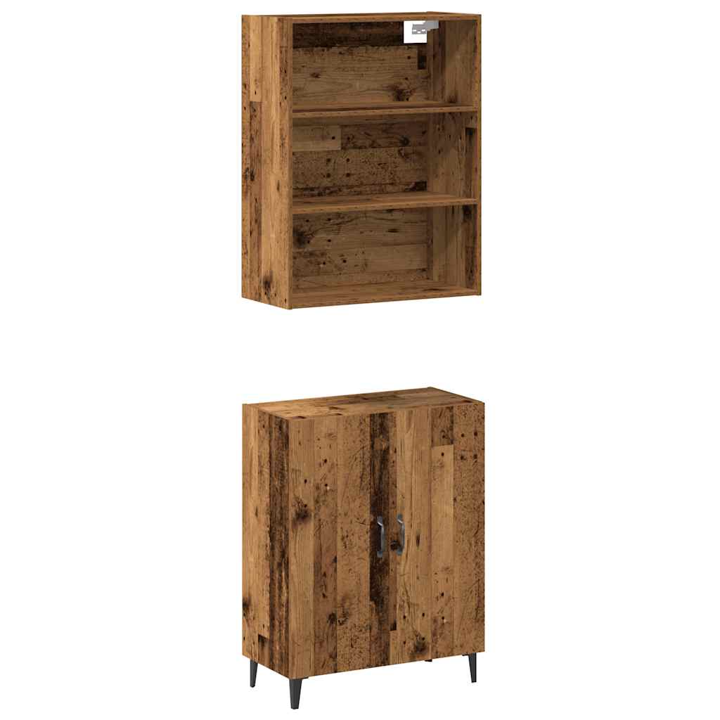 Buffet avec placard mural, aspect bois ancien, matériau bois