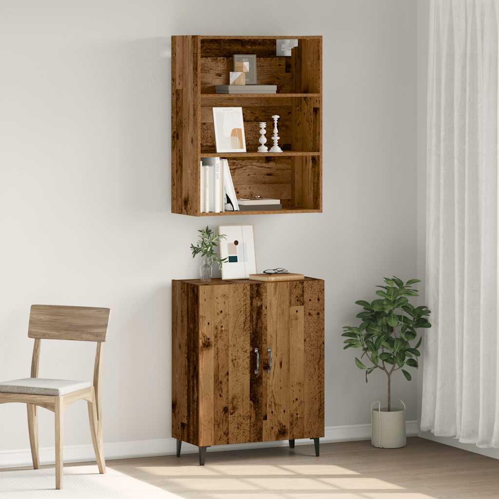 Buffet avec placard mural, aspect bois ancien, matériau bois