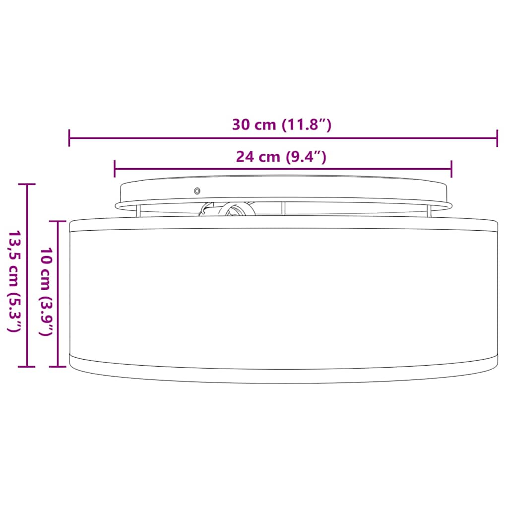 Deckenlampe Grau 30 x 13.5 cm Stoff