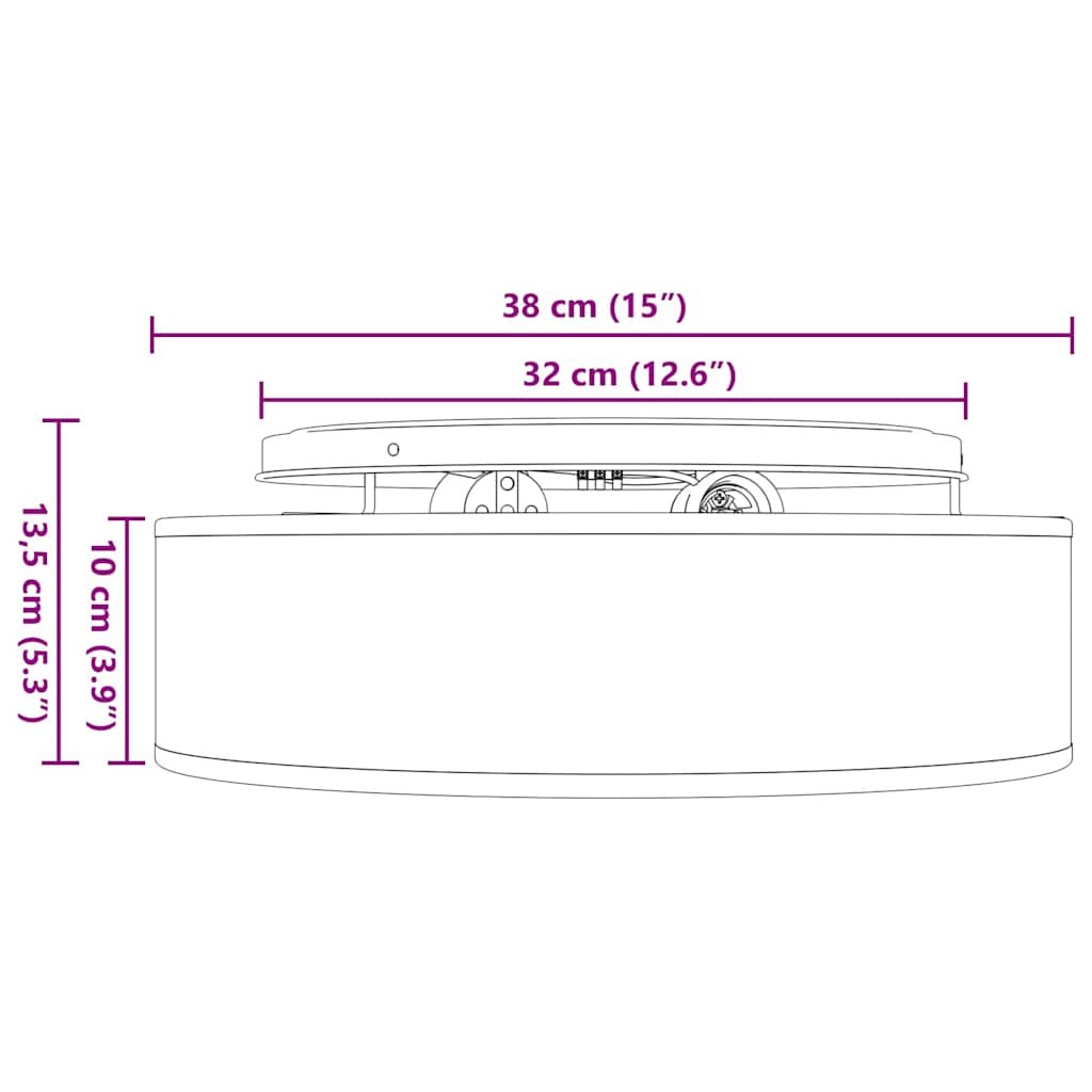 Deckenlampe Grau 38 x 13.5 cm Stoff