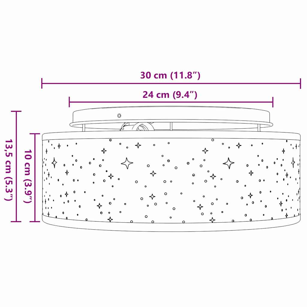 Deckenlampe Grau 30 x 13.5 cm Stoff