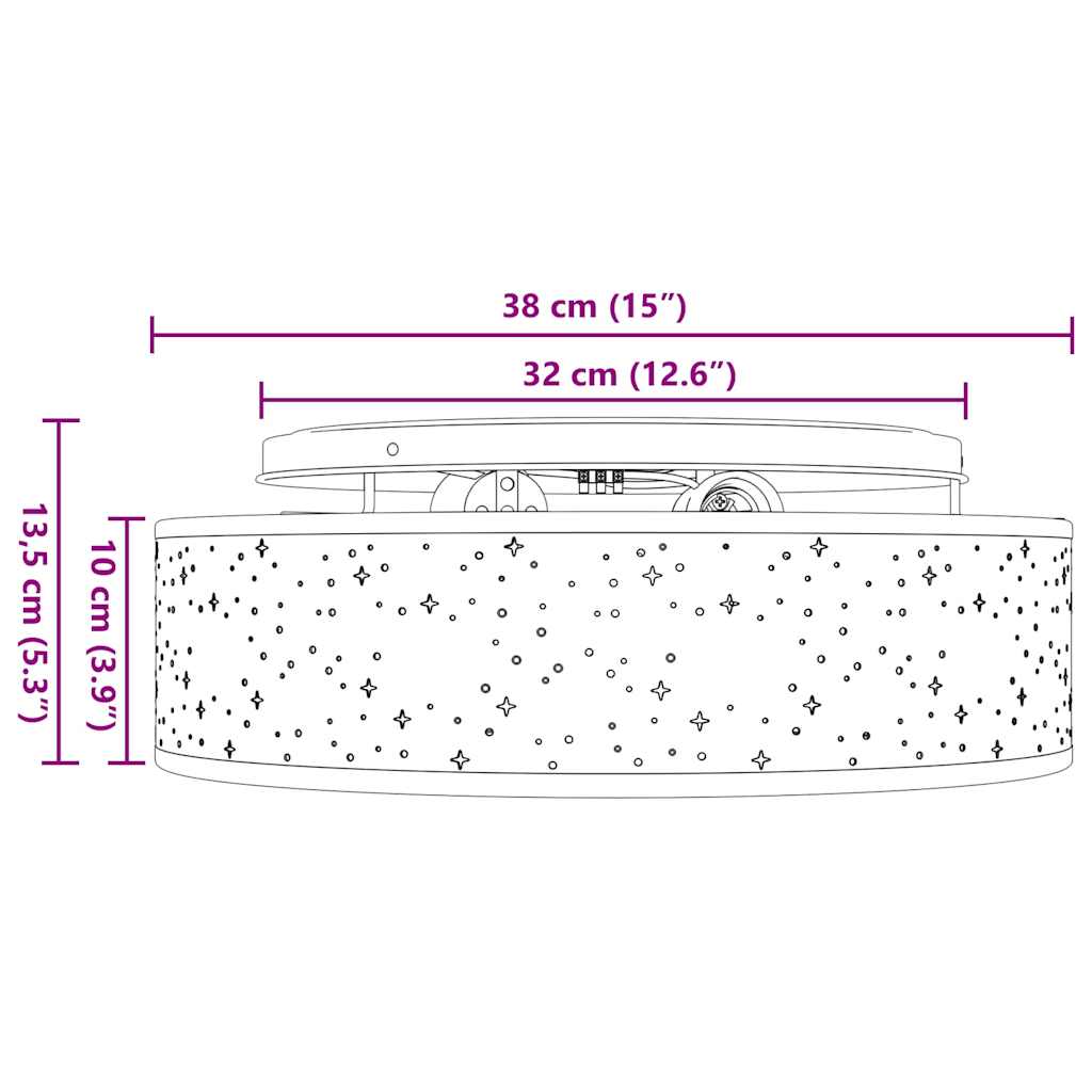 Deckenlampe Grau 38 x 13.5 cm Stoff