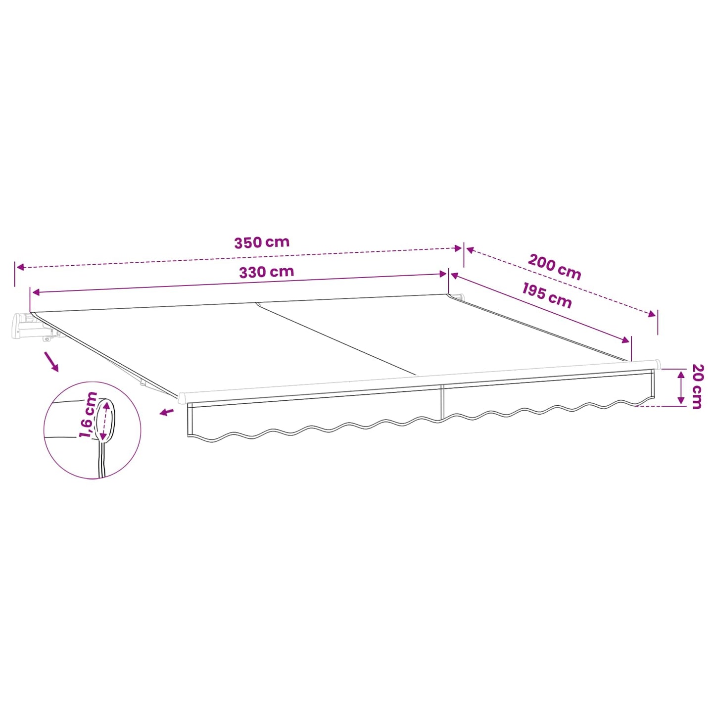Ersatzbespannung für Markise 3,5x2 m Anthrazit Polyester