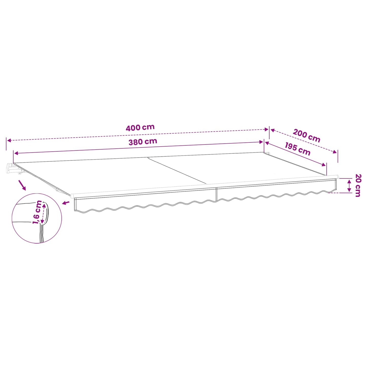 Ersatzbespannung für Markise 4x2 m Anthrazit Polyester