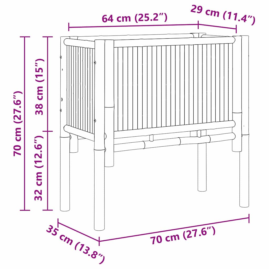 Hochbeet Braun 70 x 35 x 70 cm Bambus