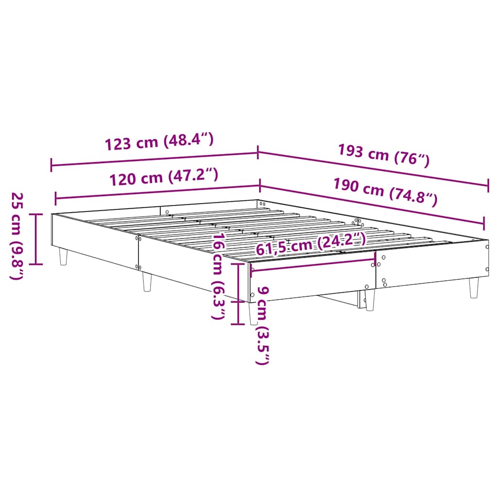 Bettgestell Betongrau 120 x 190 cm Holzwerkstoff