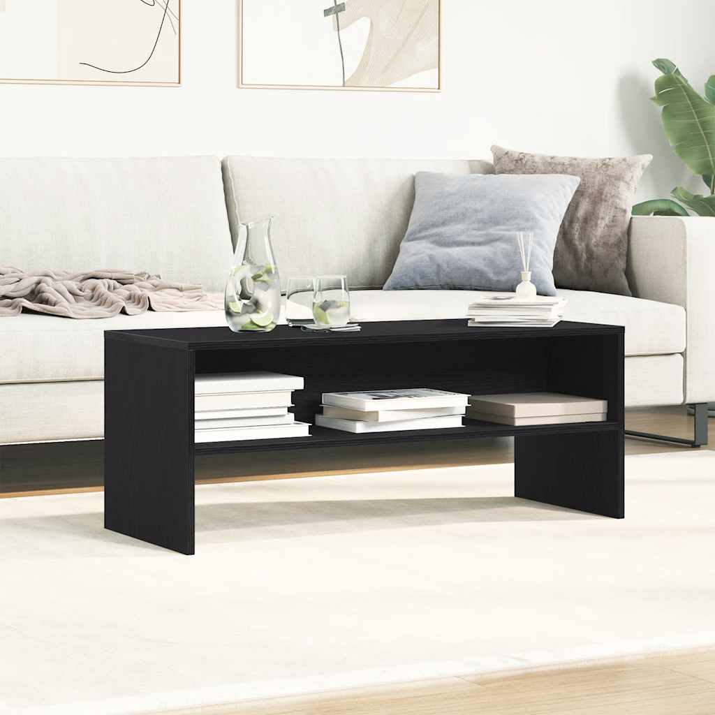 Meuble TV aspect chêne noir 100x40x40 cm matériau à base de bois