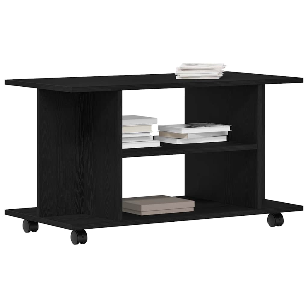 TV cabinet with wheels, black oak look, 80 x 40 x 45 cm