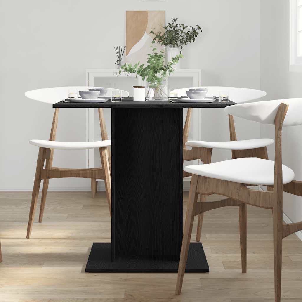 Table à manger aspect chêne noir 80x80x75 cm matériau bois