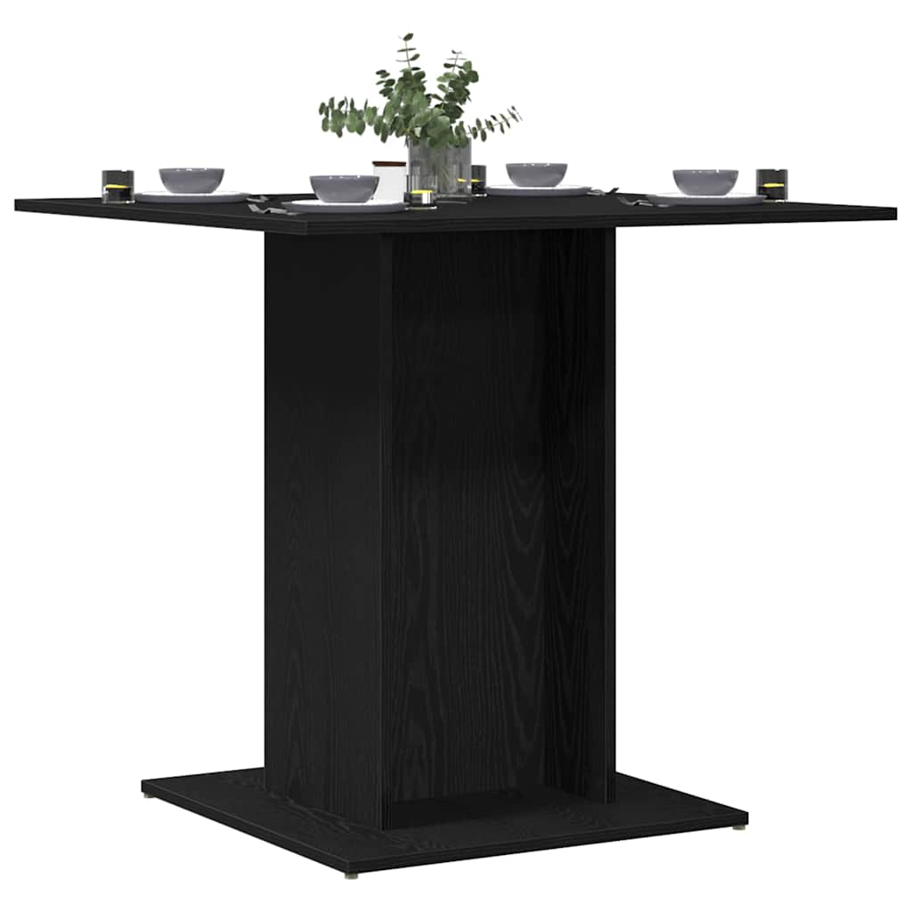 Table à manger aspect chêne noir 80x80x75 cm matériau bois