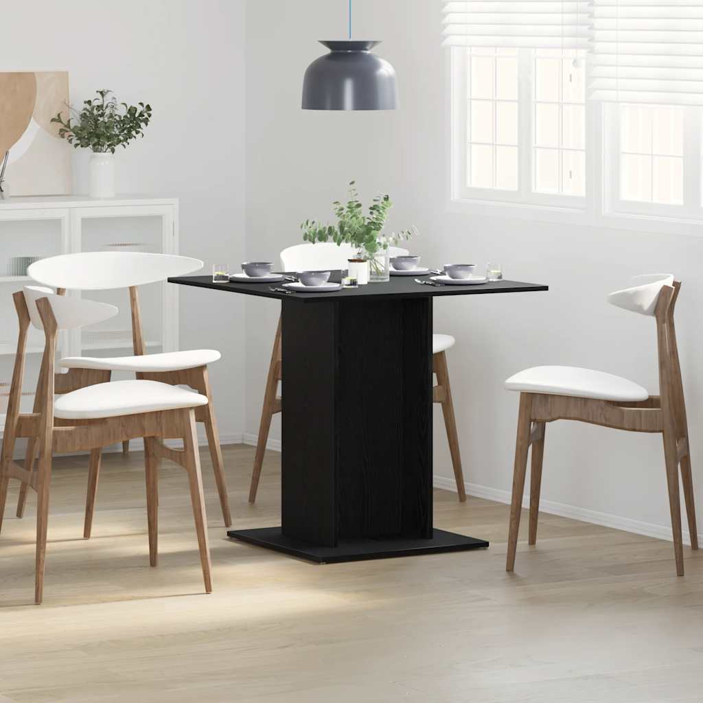 Table à manger aspect chêne noir 80x80x75 cm matériau bois