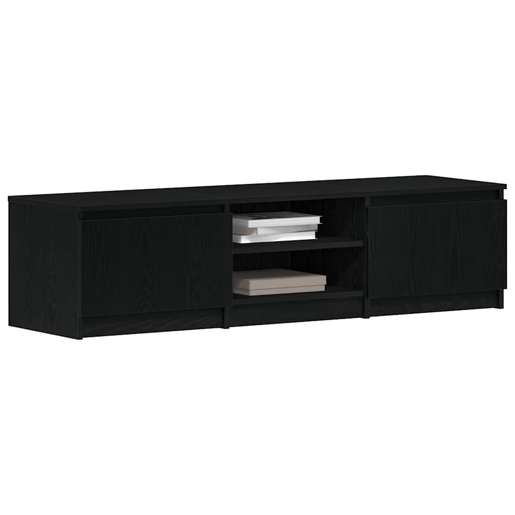 Meuble TV aspect chêne noir 140x40x36 cm matériau bois